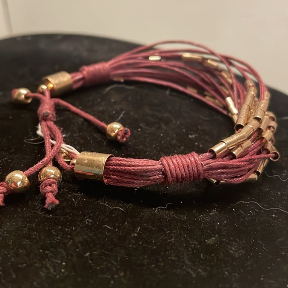 8” Bohemian adjustable 20 strand gold tone beaded bracelet - Picture 7 of 10